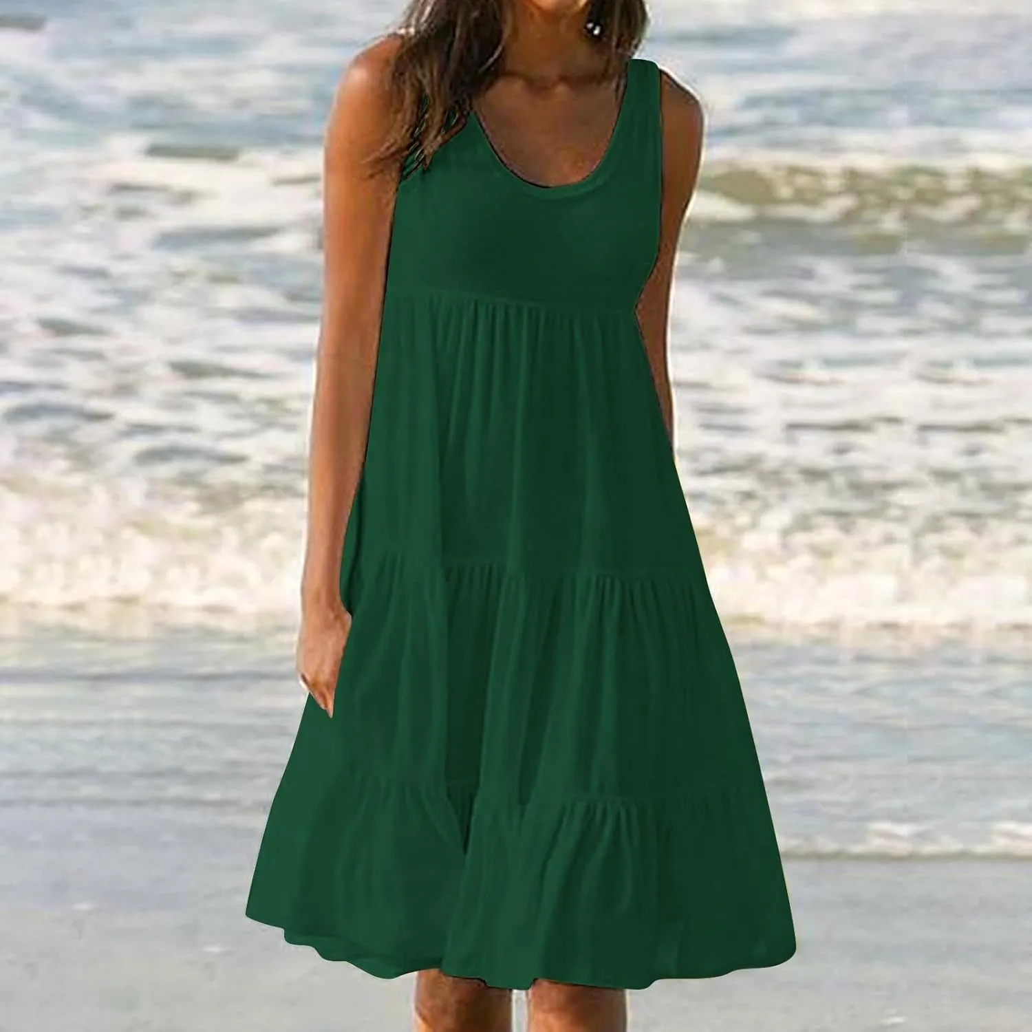 Plus Size Dresses for Women Casual Sleeveless Tank Maxi Dress Flowy Beach Travel Vacation Outfits for Hawaii