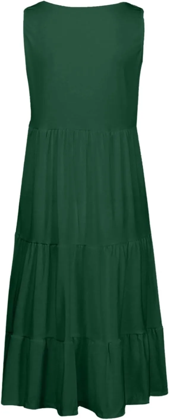 Plus Size Dresses for Women Casual Sleeveless Tank Maxi Dress Flowy Beach Travel Vacation Outfits for Hawaii