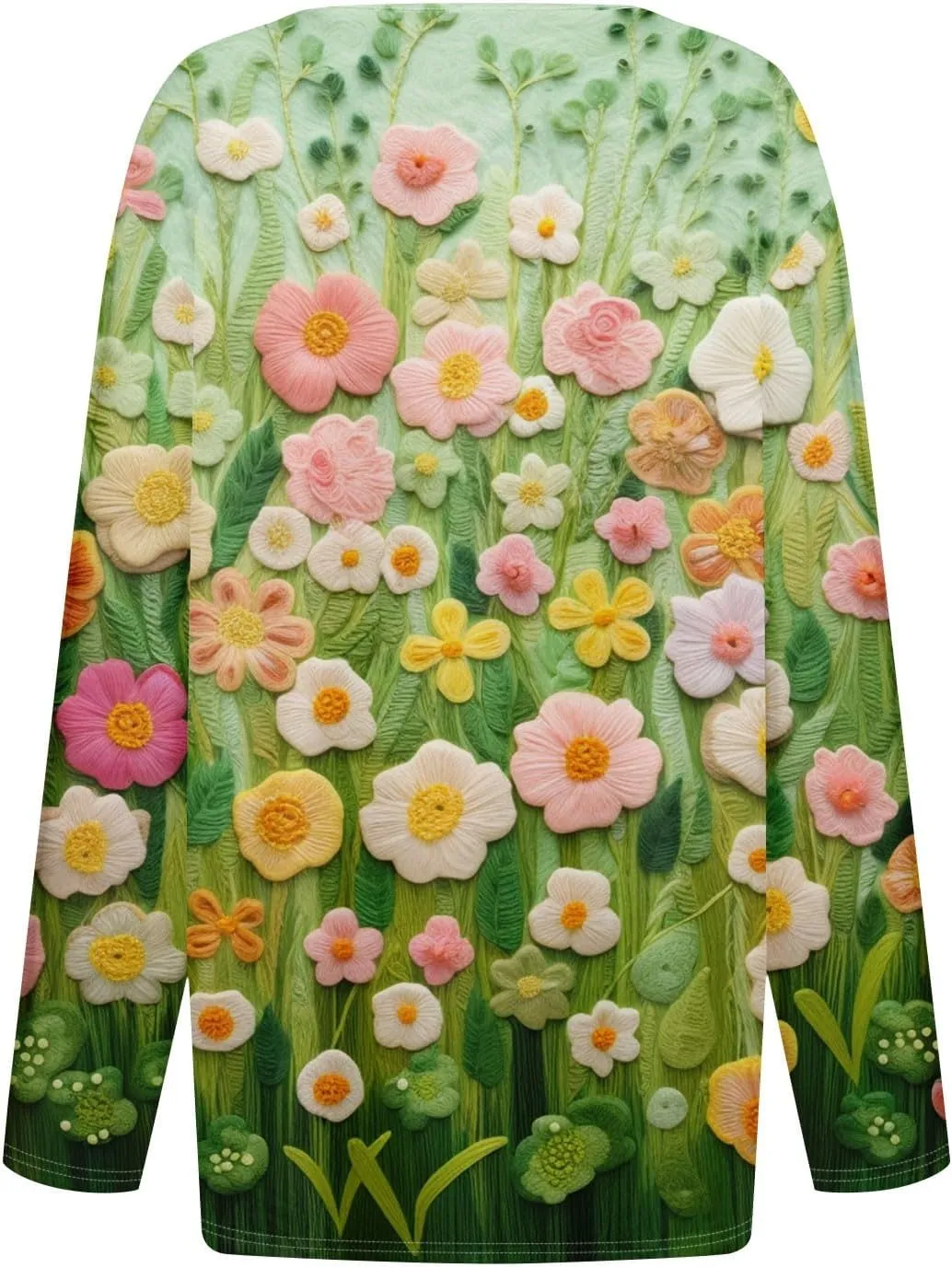 Plus Size Tops for Women Long Sleeve Tees Graphic Tops Floral Print Blouses Tunics V Neck Button Clothing
