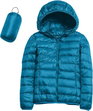 Puffer Jacket for Women Lightweight Solid Full Zip Down Jacket Quilted Windproof Outwear Puffer Coat with Pockets