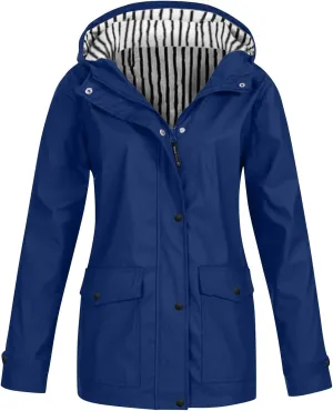 Rain Jackets for Women Waterproof Outdoor Hiking Raincoat Plus Size Lightweight Windbreaker Casual Hooded Jackets