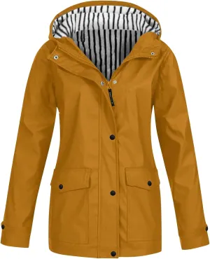 Rain Jackets for Women Waterproof Outdoor Hiking Raincoat Plus Size Lightweight Windbreaker Casual Hooded Jackets