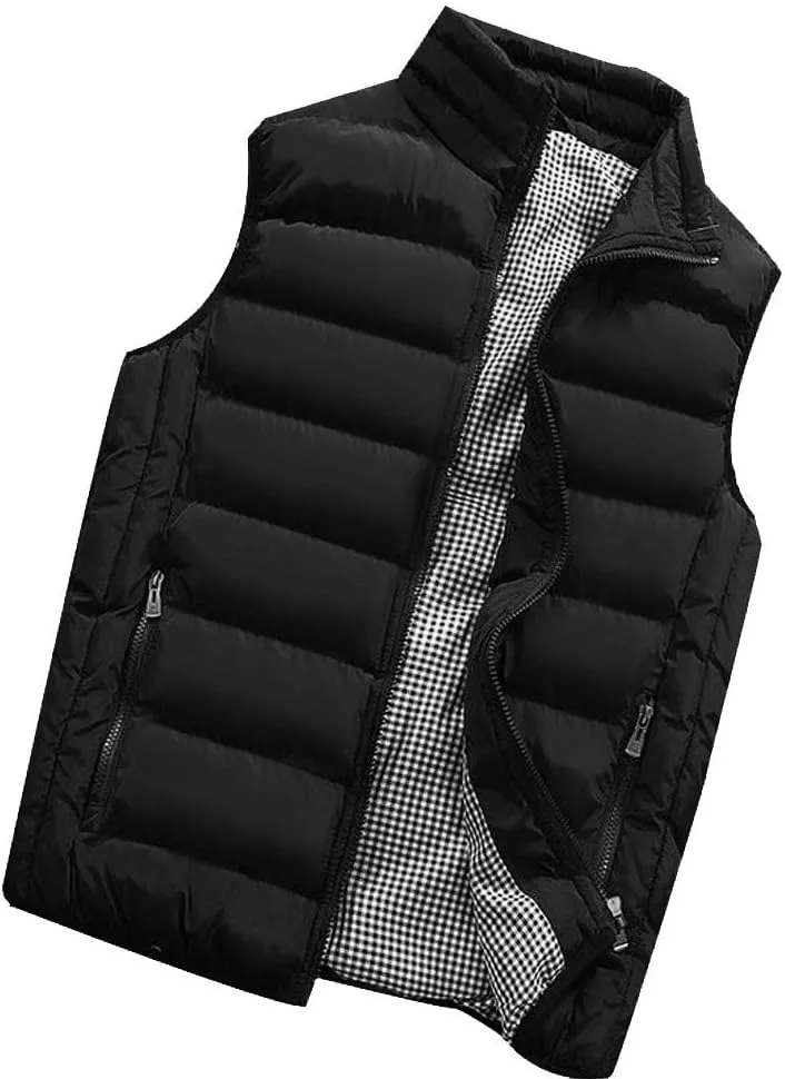 RTRDE Men's Puffer Vest Sleeveless Jacket Bubble Zipper Winter Outdoor Warm Water-Resistant Coat Vests Outerwear, S-5XL