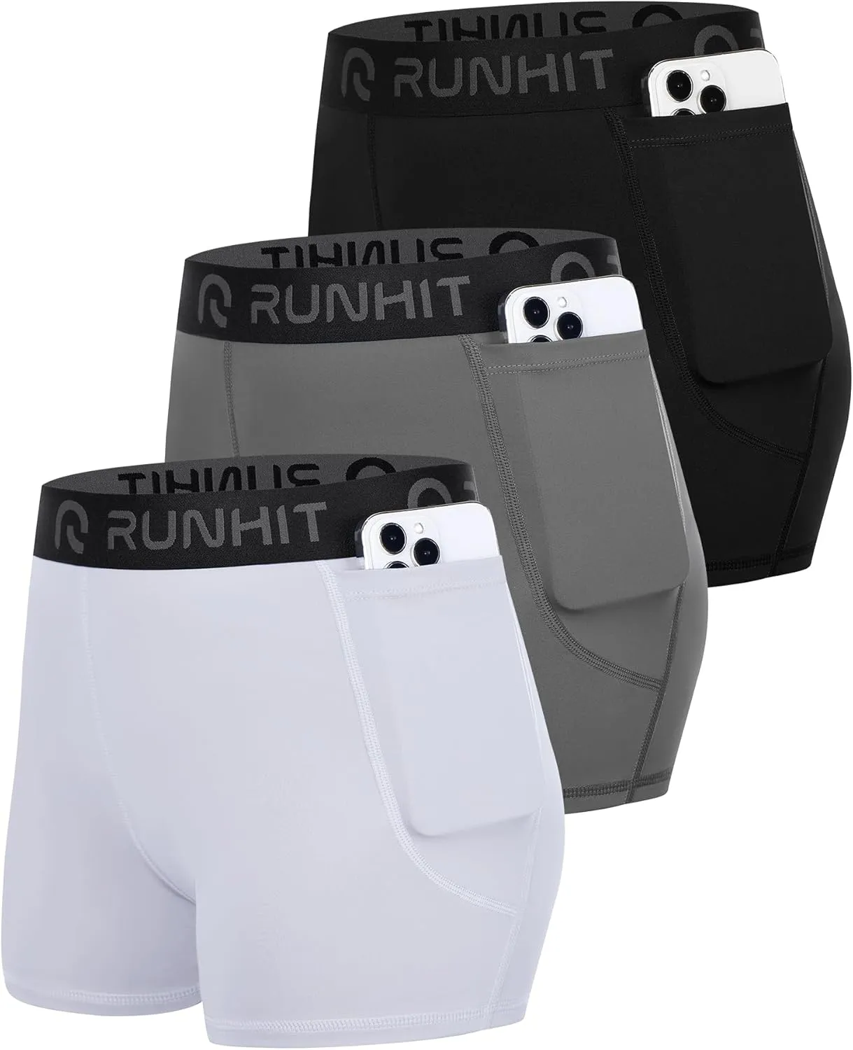 Runhit 3" Volleyball Shorts Womens 3 Pack Compression Shorts for Women Spandex Shorts Women Workout Athletic Yoga Gym