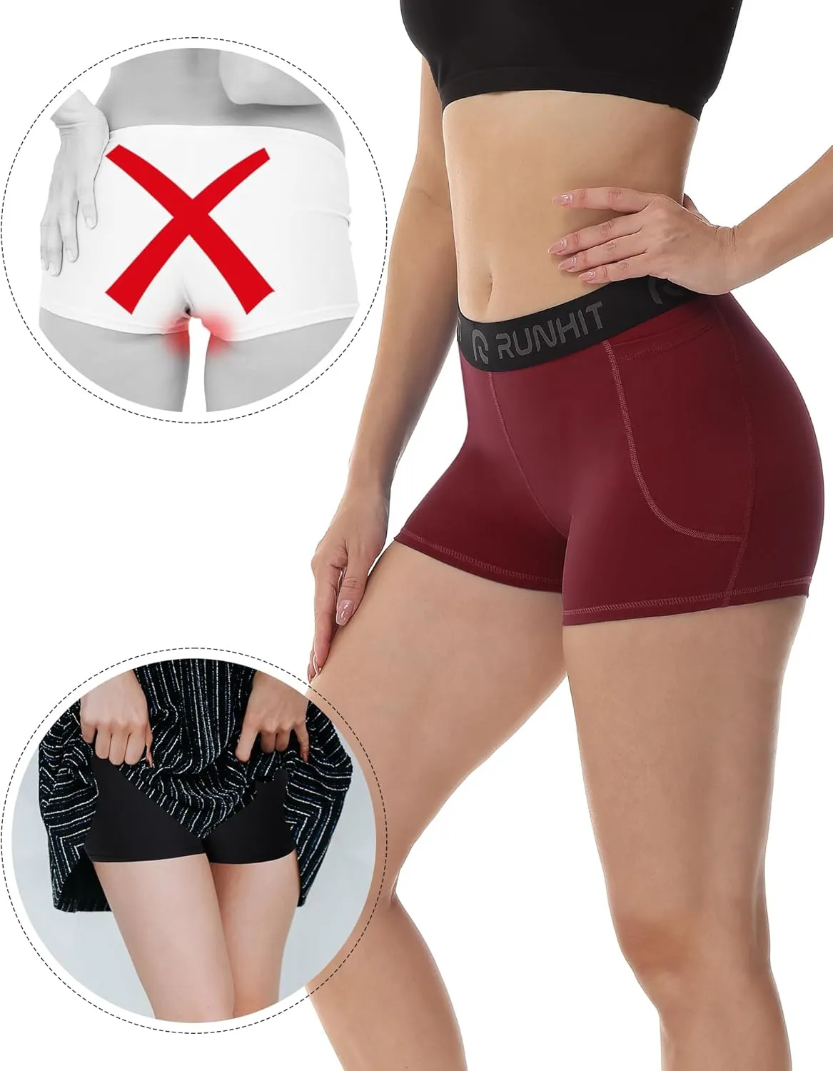 Runhit 3" Volleyball Shorts Womens 3 Pack Compression Shorts for Women Spandex Shorts Women Workout Athletic Yoga Gym