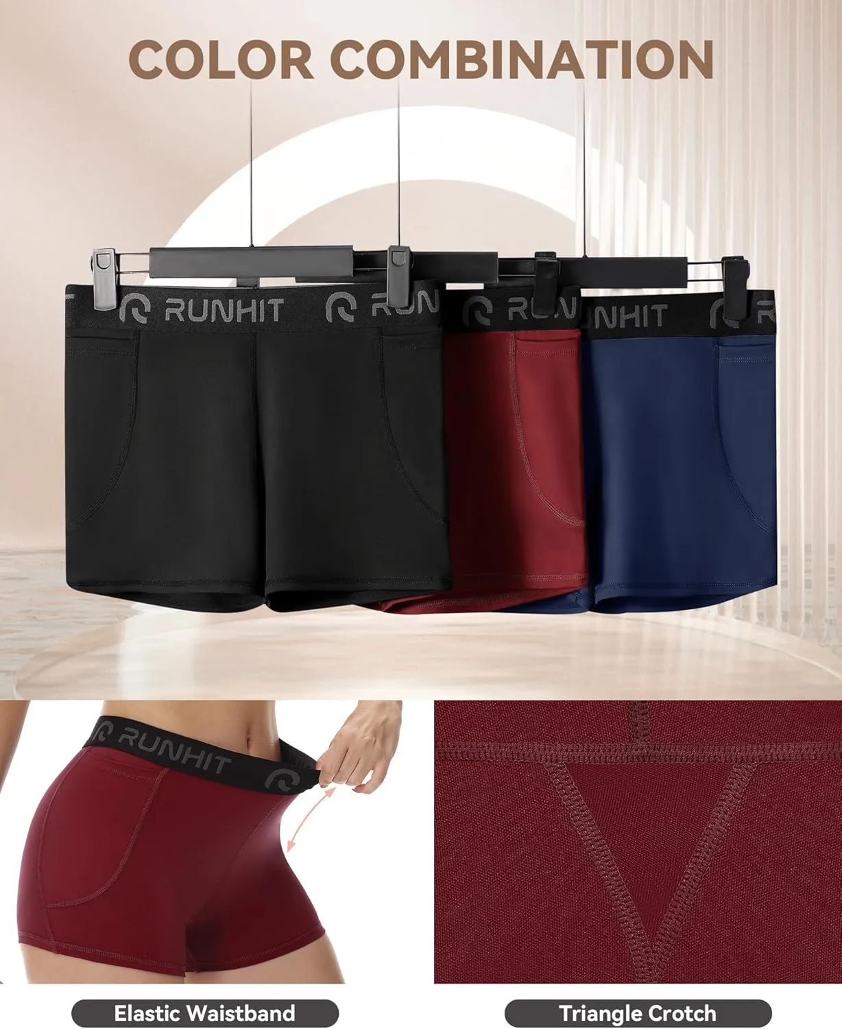 Runhit 3" Volleyball Shorts Womens 3 Pack Compression Shorts for Women Spandex Shorts Women Workout Athletic Yoga Gym