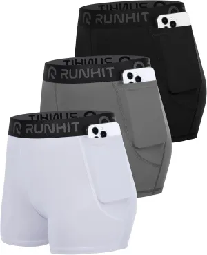 Runhit 3" Volleyball Shorts Womens 3 Pack Compression Shorts for Women Spandex Shorts Women Workout Athletic Yoga Gym