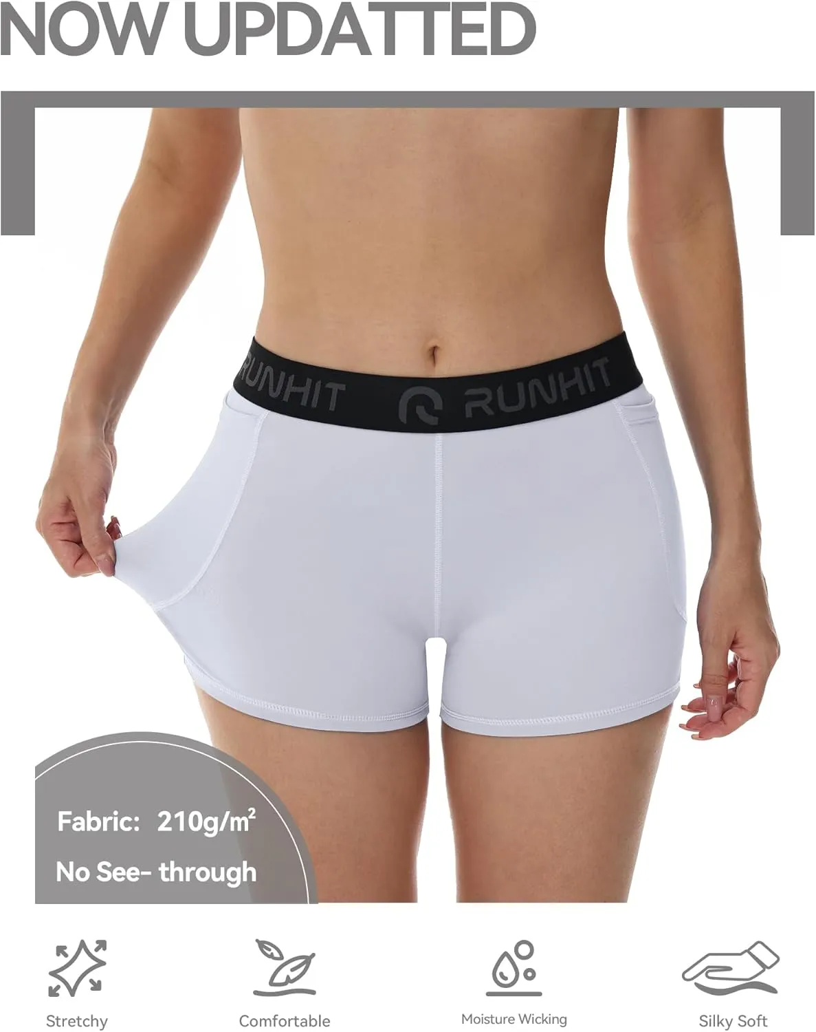 Runhit 3" Volleyball Shorts Womens 3 Pack Compression Shorts for Women Spandex Shorts Women Workout Athletic Yoga Gym