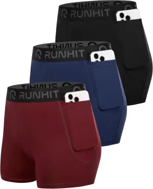 Runhit 3" Volleyball Shorts Womens 3 Pack Compression Shorts for Women Spandex Shorts Women Workout Athletic Yoga Gym