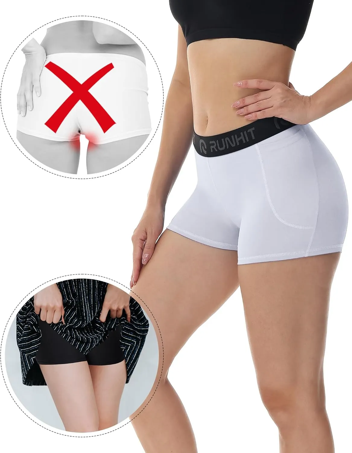 Runhit 3" Volleyball Shorts Womens 3 Pack Compression Shorts for Women Spandex Shorts Women Workout Athletic Yoga Gym