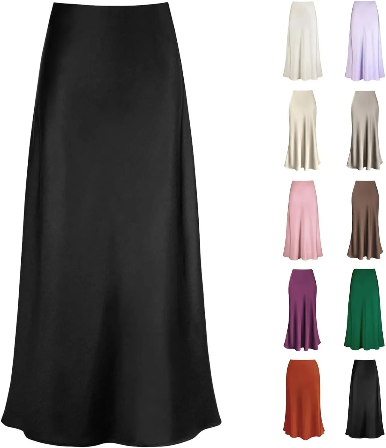 Satin Maxi Skirt for Women 2025 Trendy High Waisted Silk A-Line Skirts Party Summer Spring Elegant Long Dress