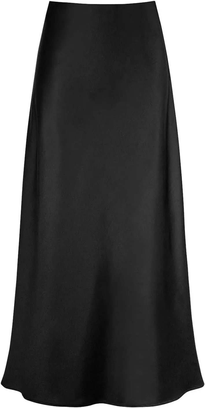 Satin Maxi Skirt for Women 2025 Trendy High Waisted Silk A-Line Skirts Party Summer Spring Elegant Long Dress
