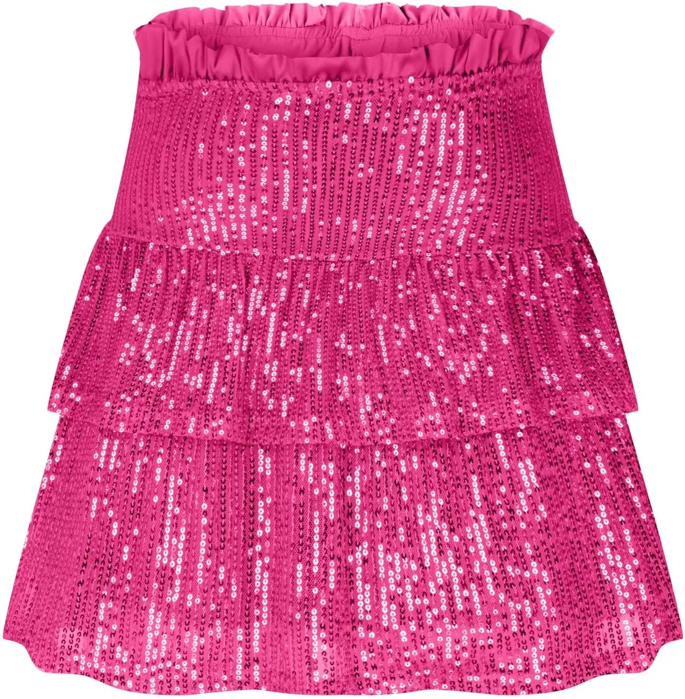 Sequin Skirt Women Glitter Mini Skirts Sparkle Short Skirt High Waist Ruffle Skirts Shiny Flowy Skirt Pleated Skirts