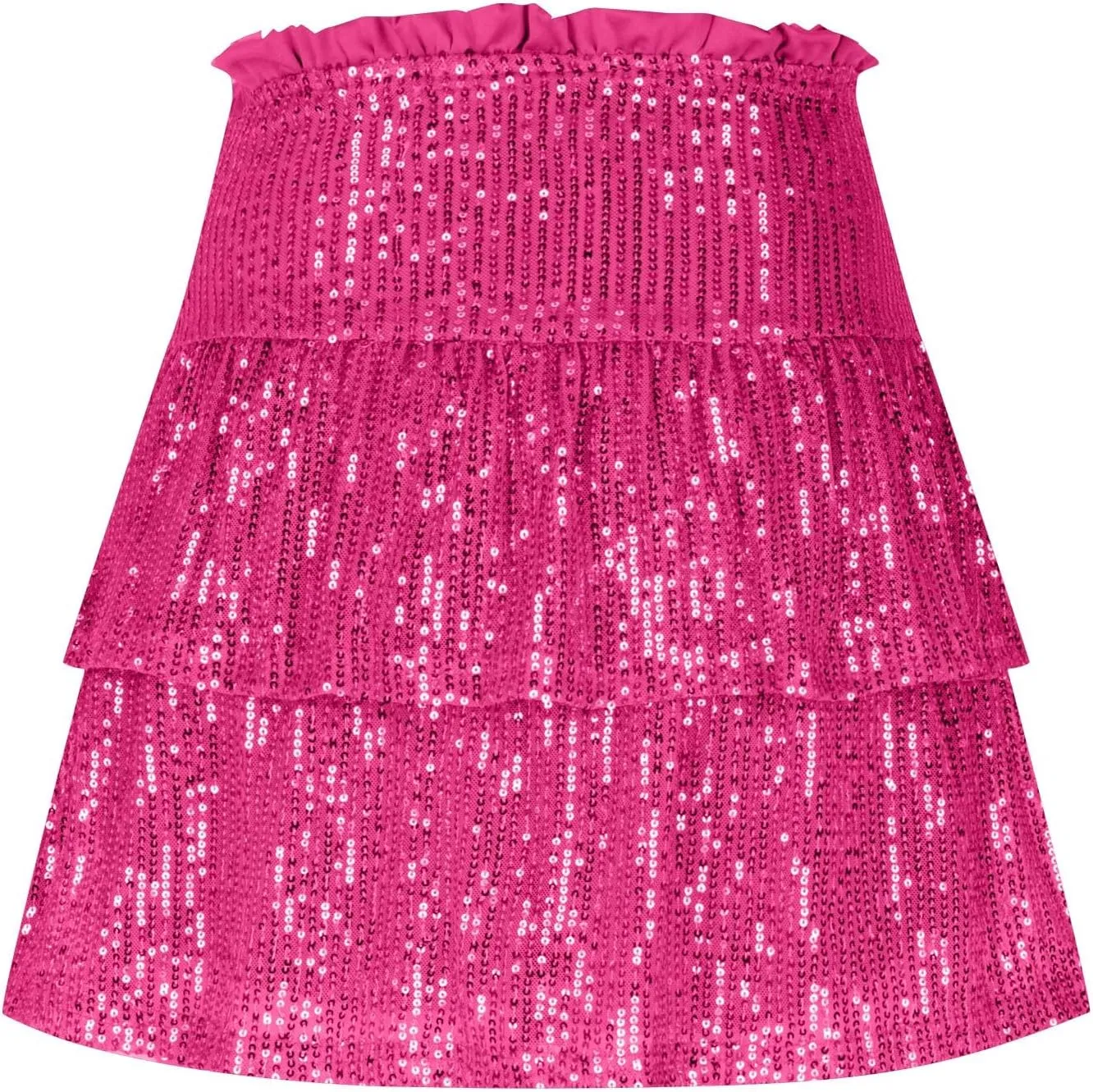 Sequin Skirt Women Glitter Mini Skirts Sparkle Short Skirt High Waist Ruffle Skirts Shiny Flowy Skirt Pleated Skirts