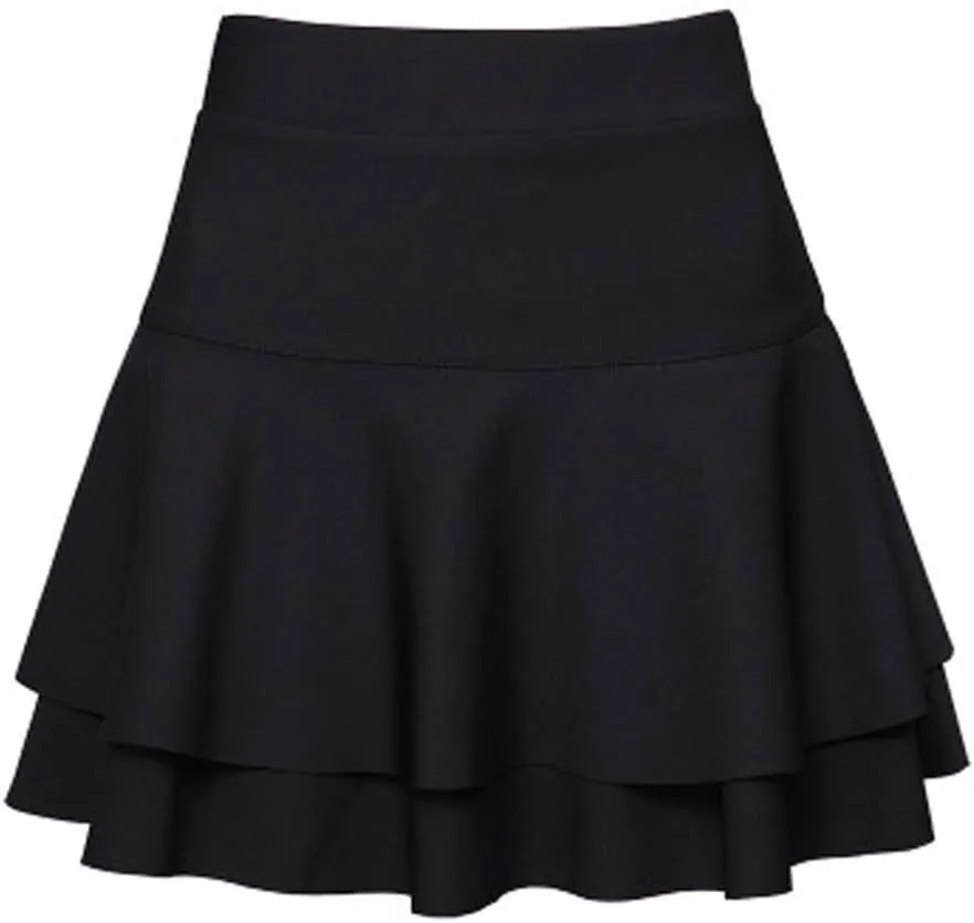 Skirts for Women Elastic High Waist Mini Skirts Ruffle Layered Pleated Skirts Solid Casual Three-Layer Base Women