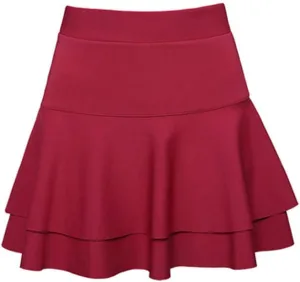 Skirts for Women Elastic High Waist Mini Skirts Ruffle Layered Pleated Skirts Solid Casual Three-Layer Base Women