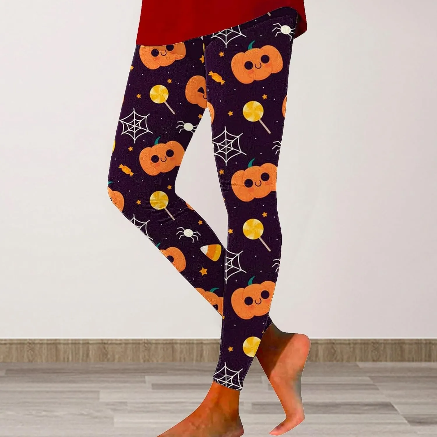 Slim Fitness Running Halloween Legging Women's Autumn Winter Halloween Blood Printed Warm Holiday Bottoms Casual