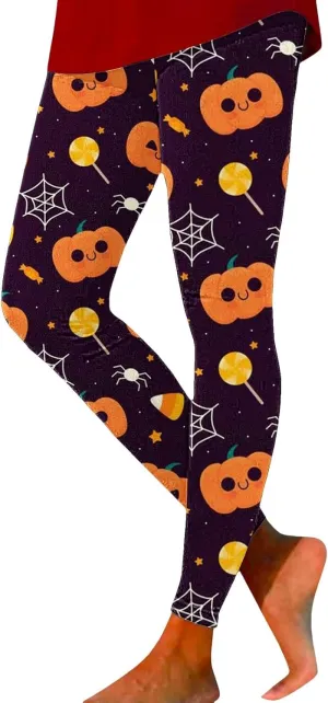 Slim Fitness Running Halloween Legging Women's Autumn Winter Halloween Blood Printed Warm Holiday Bottoms Casual