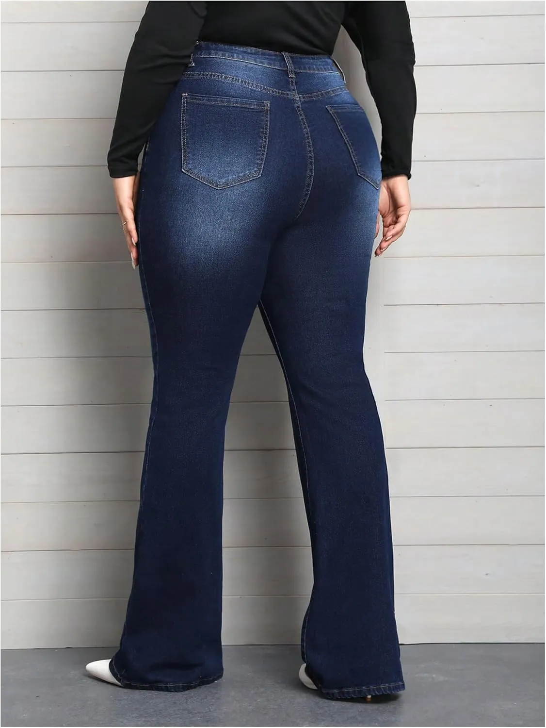 SOLY HUX Women's Plus Size Jeans Flare Leg High Waisted Stretchy Dressy Casual Bell Bottoms