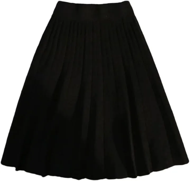 Spring Winter Knitted Pleated Skirts Women's Elastic High Waist A-Line Skirts Casual Slim Short Mini Skirts