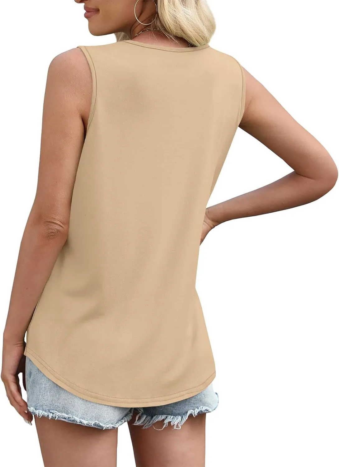 Square Neck Tank Tops for Women 2025 Summer Outfits Casual Loose Fit Sleeveless Shirts Solid Color Dressy Blouses