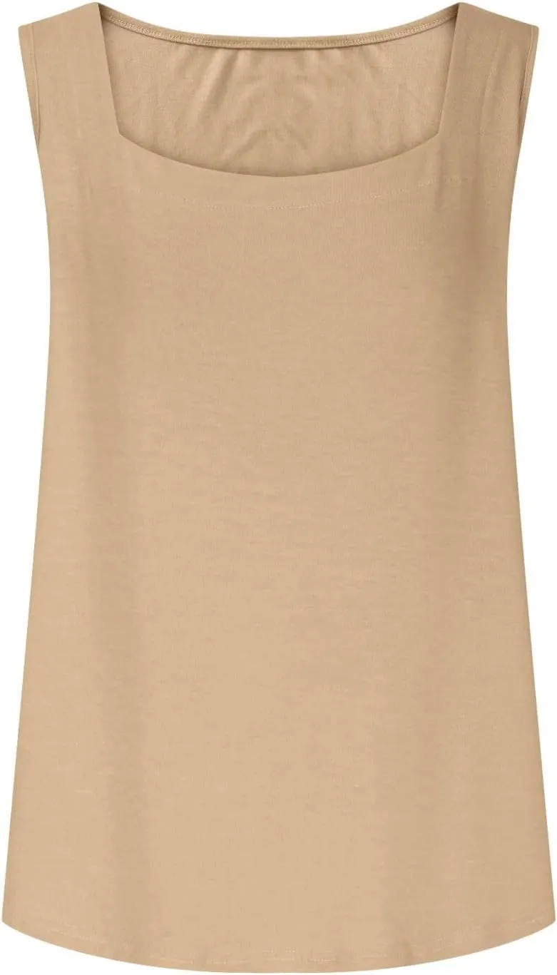 Square Neck Tank Tops for Women 2025 Summer Outfits Casual Loose Fit Sleeveless Shirts Solid Color Dressy Blouses