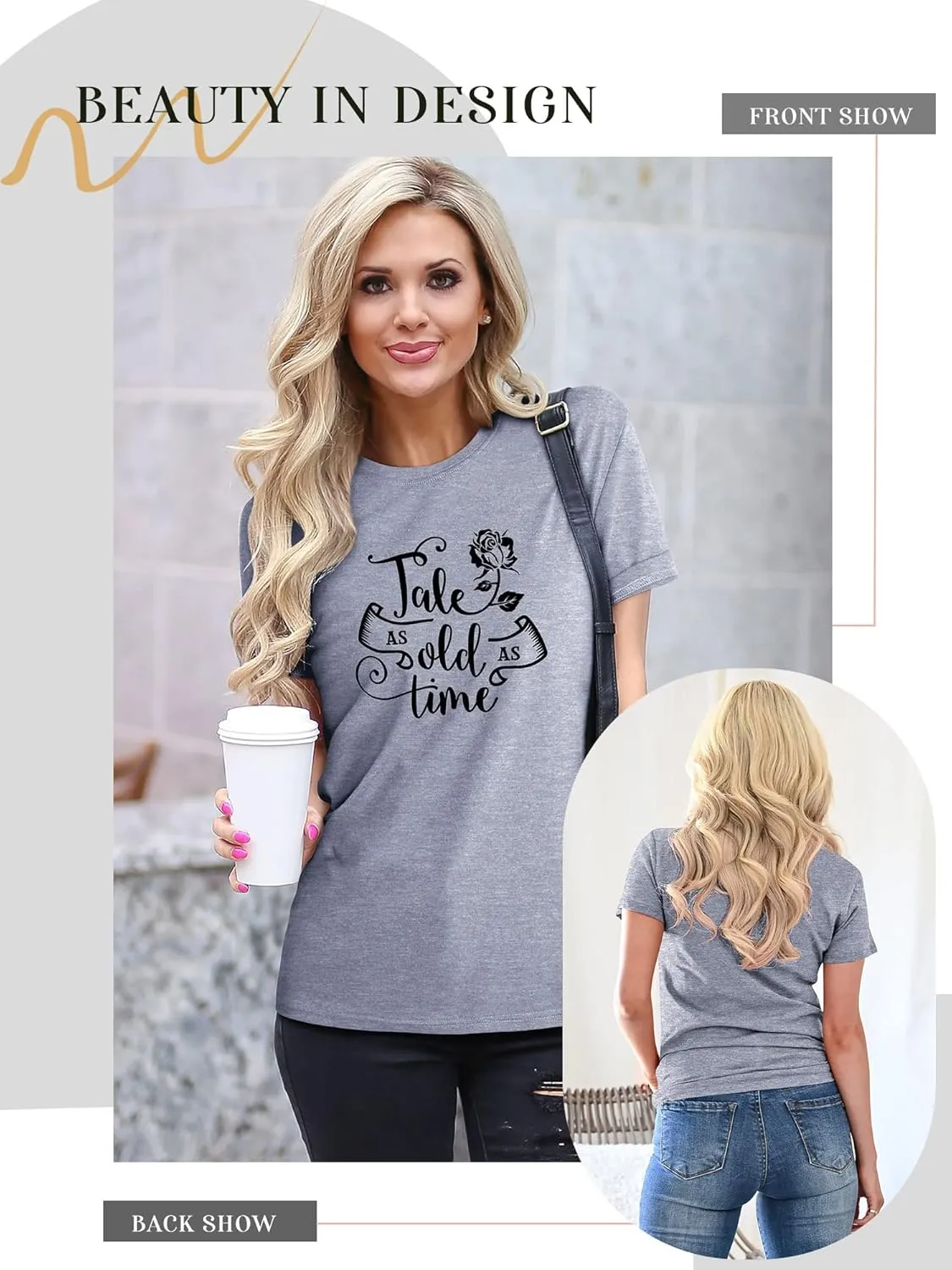 STYLEIE Women Tale As Old As Time Tee Tops Letter Print Graphic Tees Vintage Tanks Tops