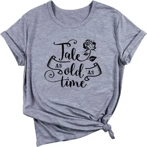 STYLEIE Women Tale As Old As Time Tee Tops Letter Print Graphic Tees Vintage Tanks Tops