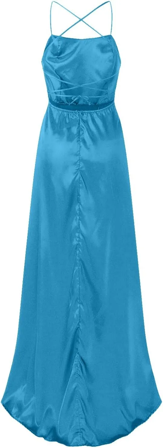 Summer Dresses for Women 2025,Women's Elegant Satin Prom Dresses Formal Chiffon Dress Evening Party Dress with Pockets