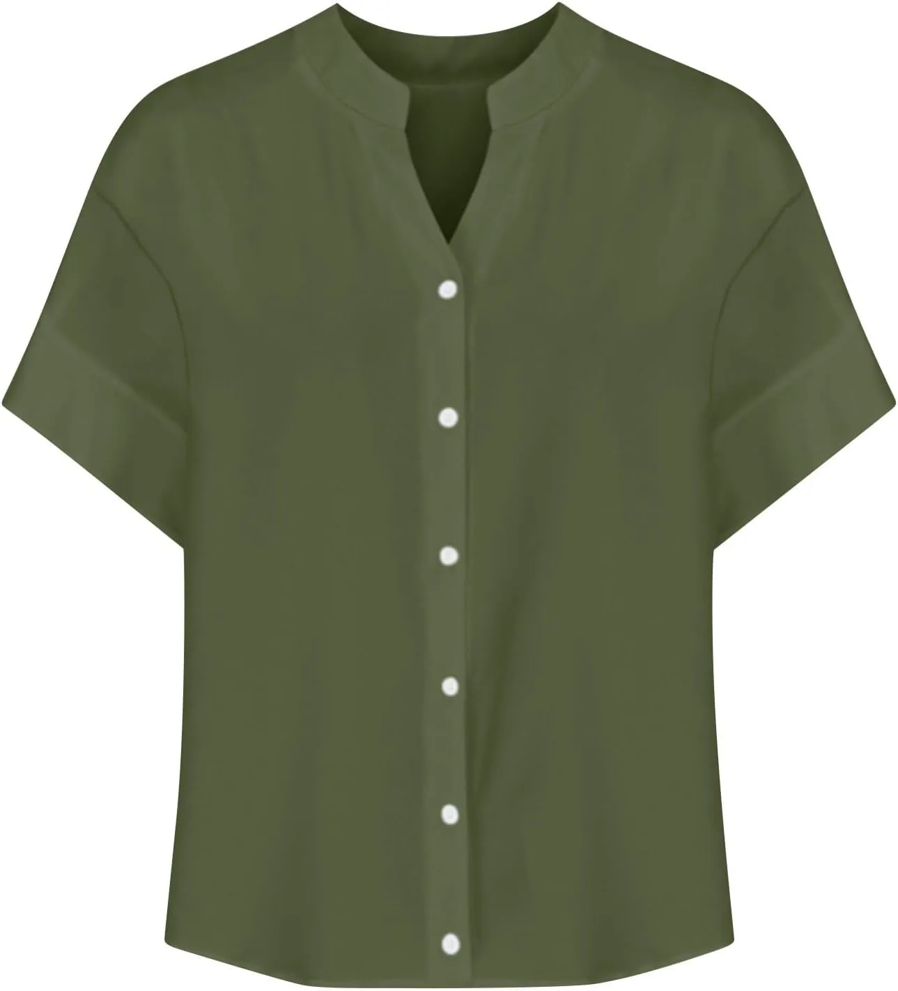Summer Linen Tops for Women Trendy Button Down Shirts Sexy V Neck T Shirts Dressy Casual Boho Top Short Sleeve Blouse
