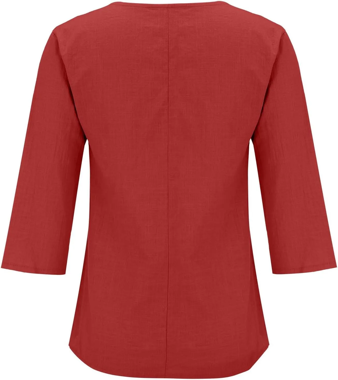Summer Tops for Women 2025 Trendy Vacation 3/4 Sleeve Henley Shirts Cotton Linen Button V Neck T Shirt Casual Tees