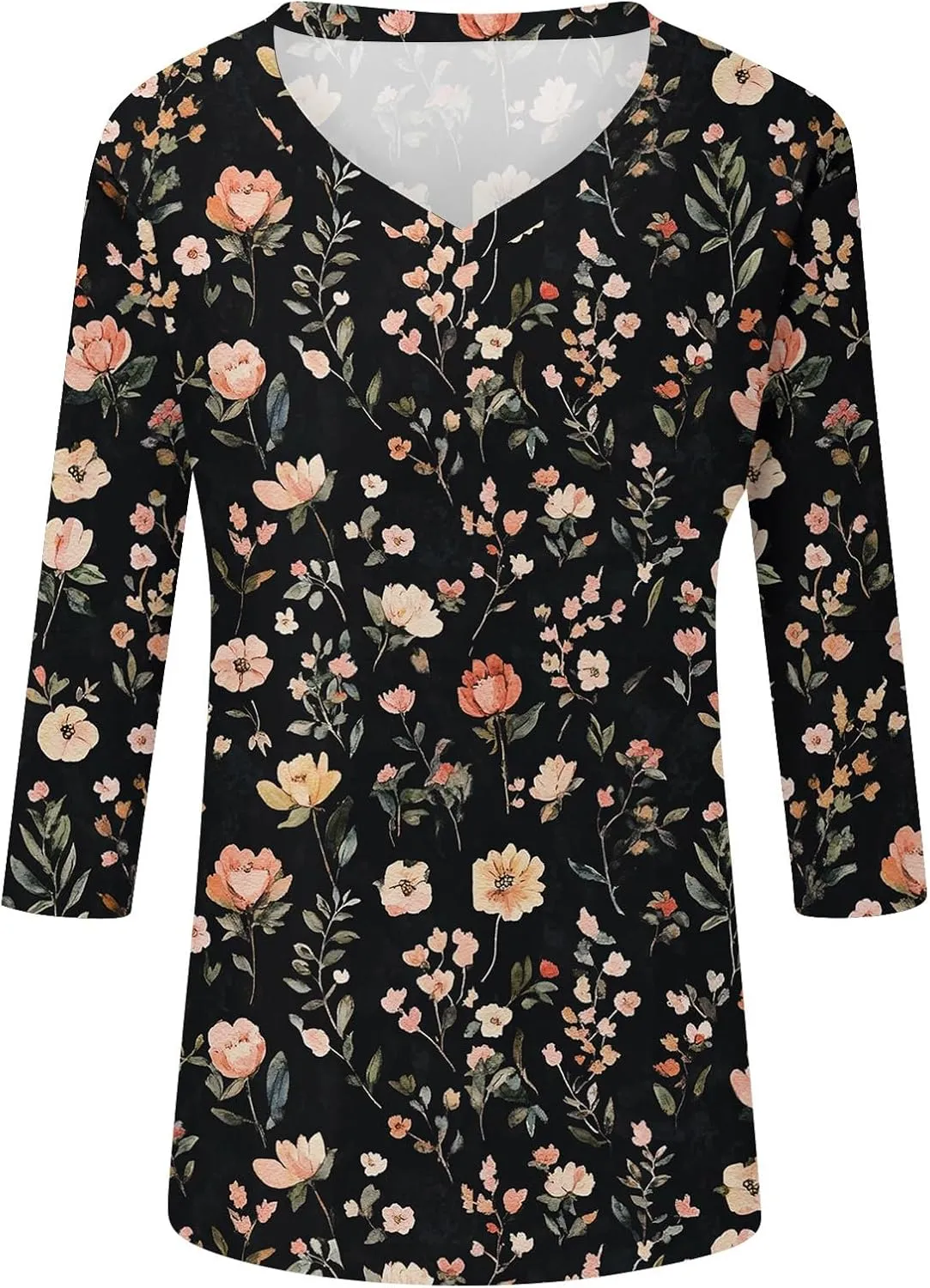 Summer Tops For Women 3/4 Sleeves V Neck Short Sleeve Plus Size Button-Down Shirts Dressy Casual Tunic Workout Blouse