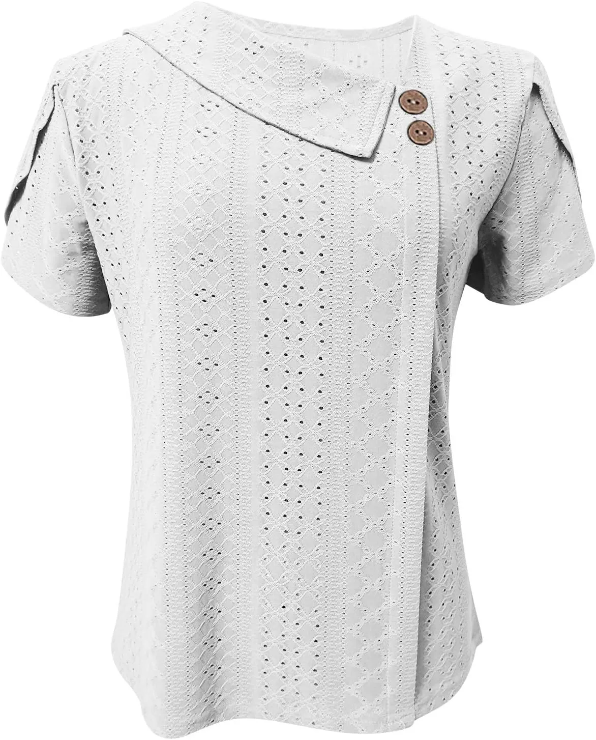 Summer Tops for Women Trendy Eyelet Shirts Short Sleeve Asymmetric V Neck Blouses Casual Loose Boho Tunic Tees 2025