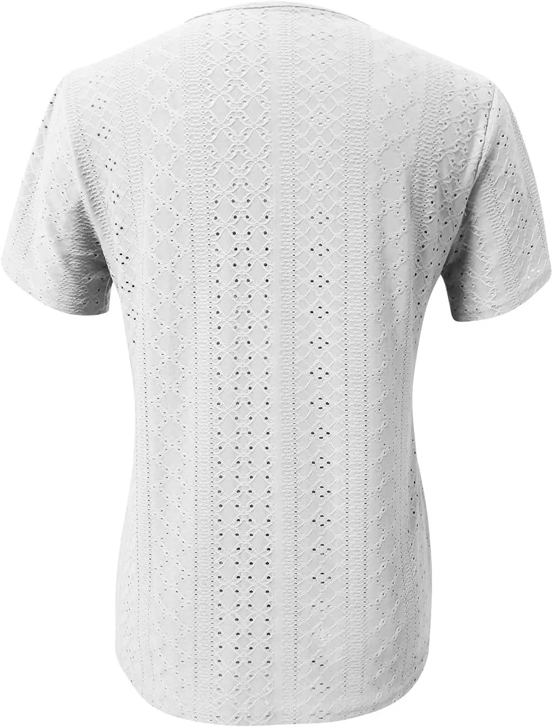 Summer Tops for Women Trendy Eyelet Shirts Short Sleeve Asymmetric V Neck Blouses Casual Loose Boho Tunic Tees 2025
