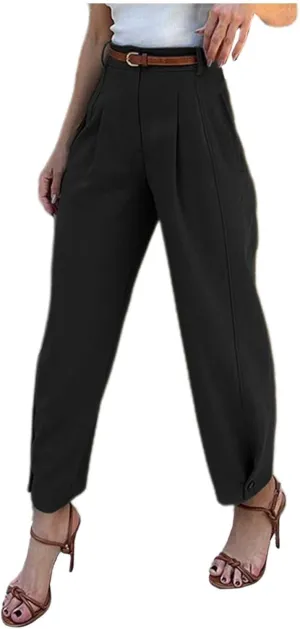 Summer Women High Waist Wide Leg Dress Pants Pleated Front Wide Waistband Elastic Work Casual Long Trousers