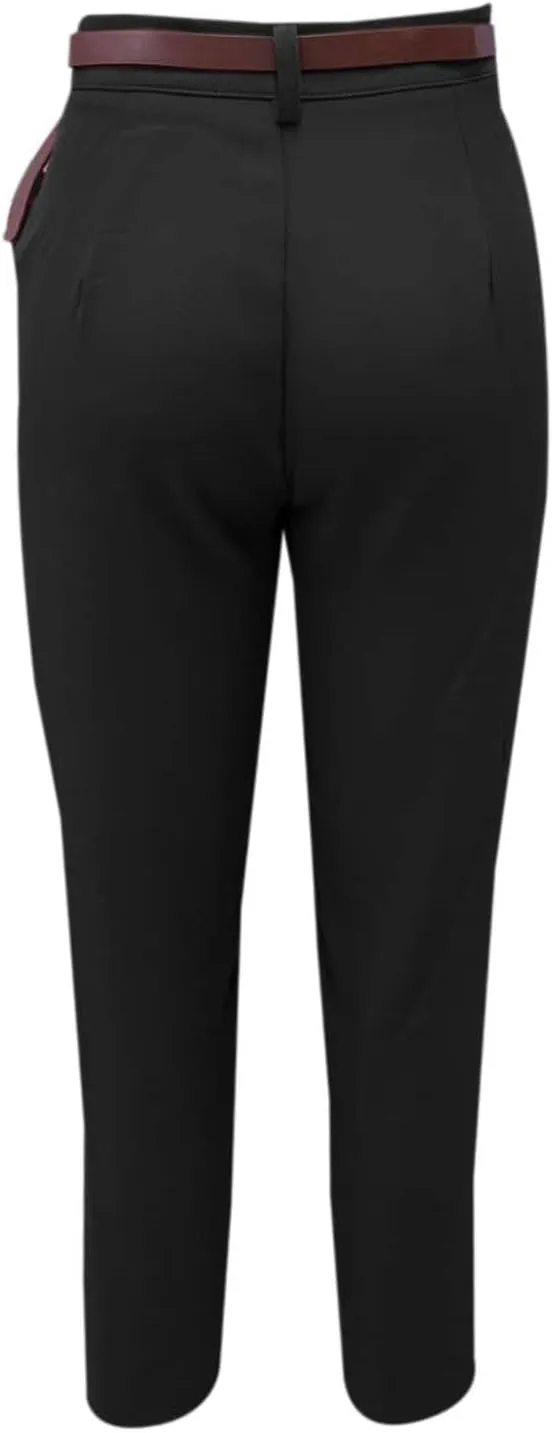 Summer Women High Waist Wide Leg Dress Pants Pleated Front Wide Waistband Elastic Work Casual Long Trousers
