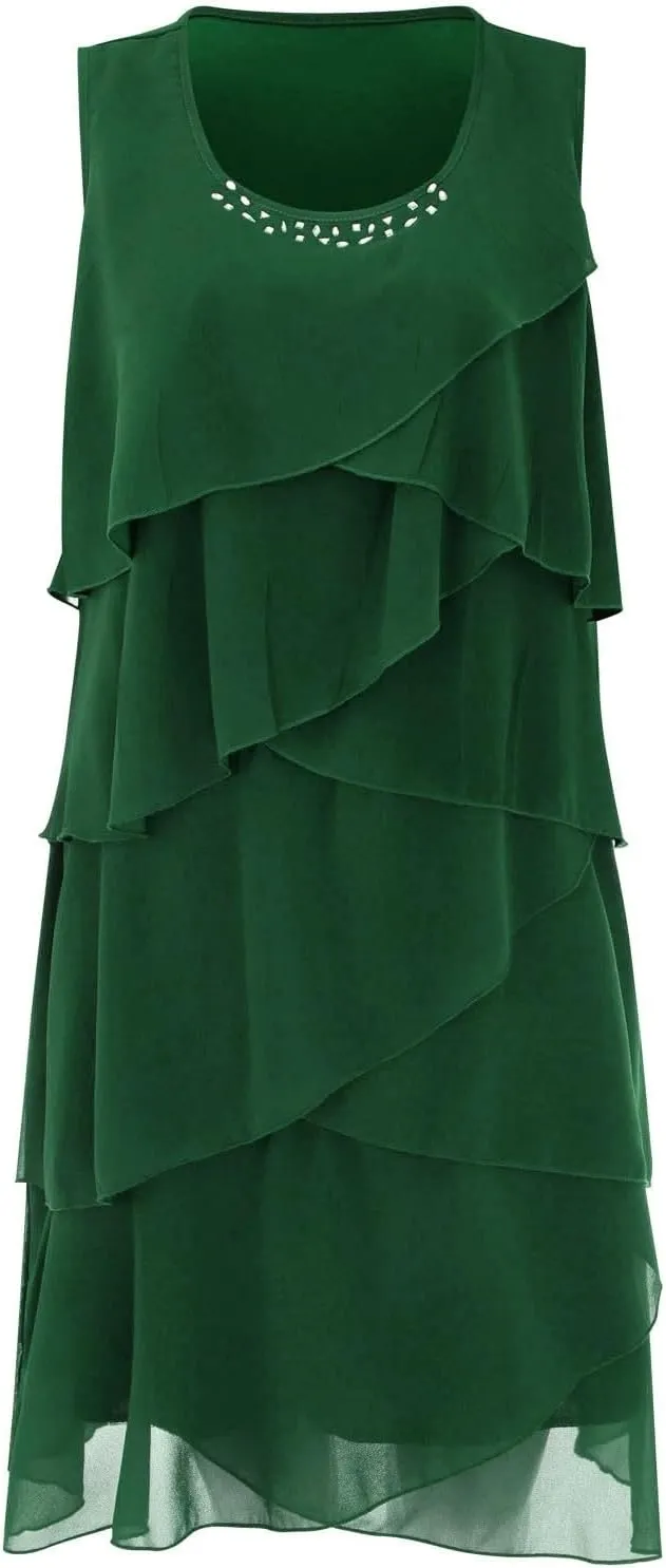 Sun Dresses for Women 2025 Vacation Vintage Chiffon Layered Ruffles Spring Wedding Guest Dress Country Concert Outfits
