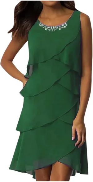 Sun Dresses for Women 2025 Vacation Vintage Chiffon Layered Ruffles Spring Wedding Guest Dress Country Concert Outfits