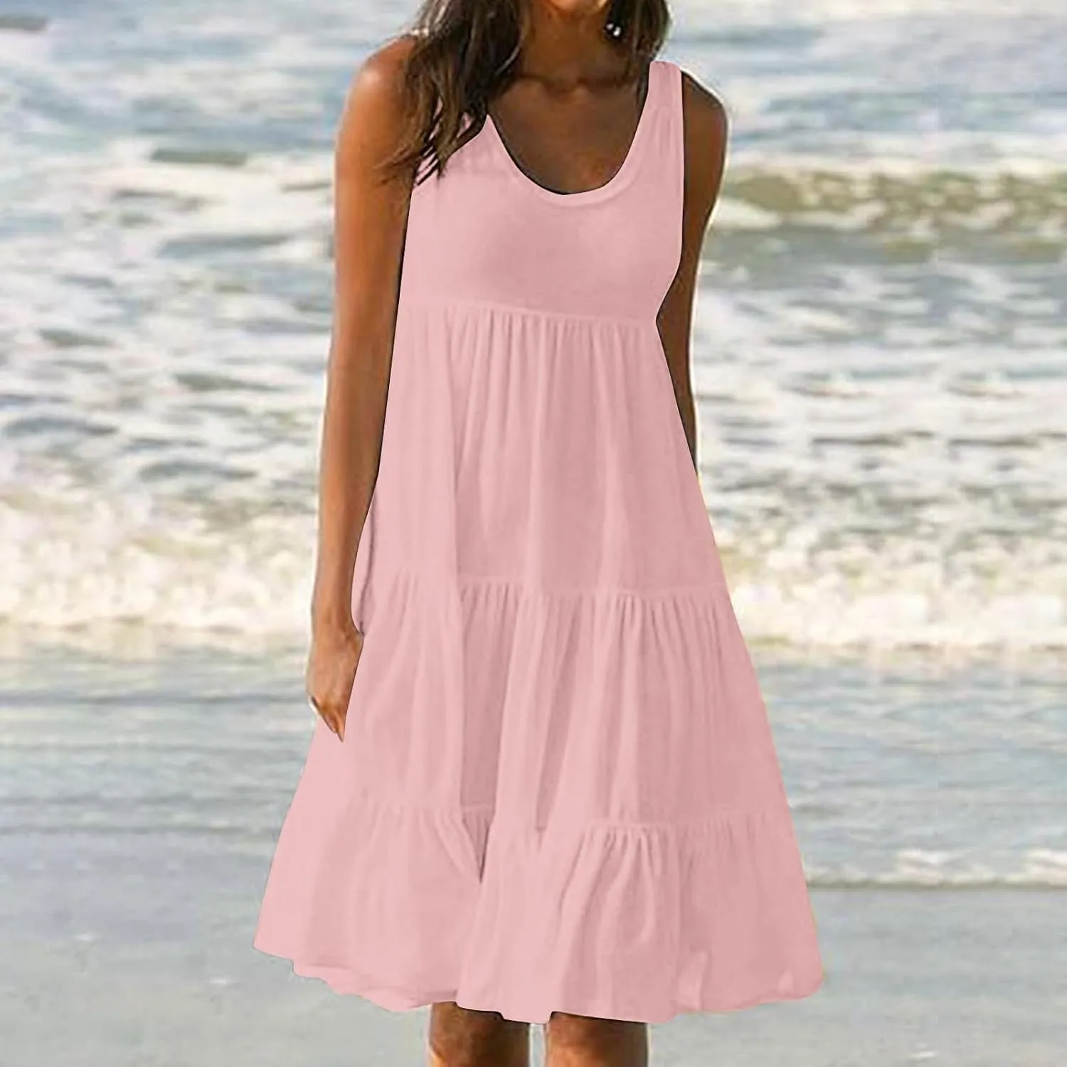 Sundresses for Women Casual Beach Vacation Sleeveless Resort Wear Tropical Summer Tank Dress Cocktail Dresses