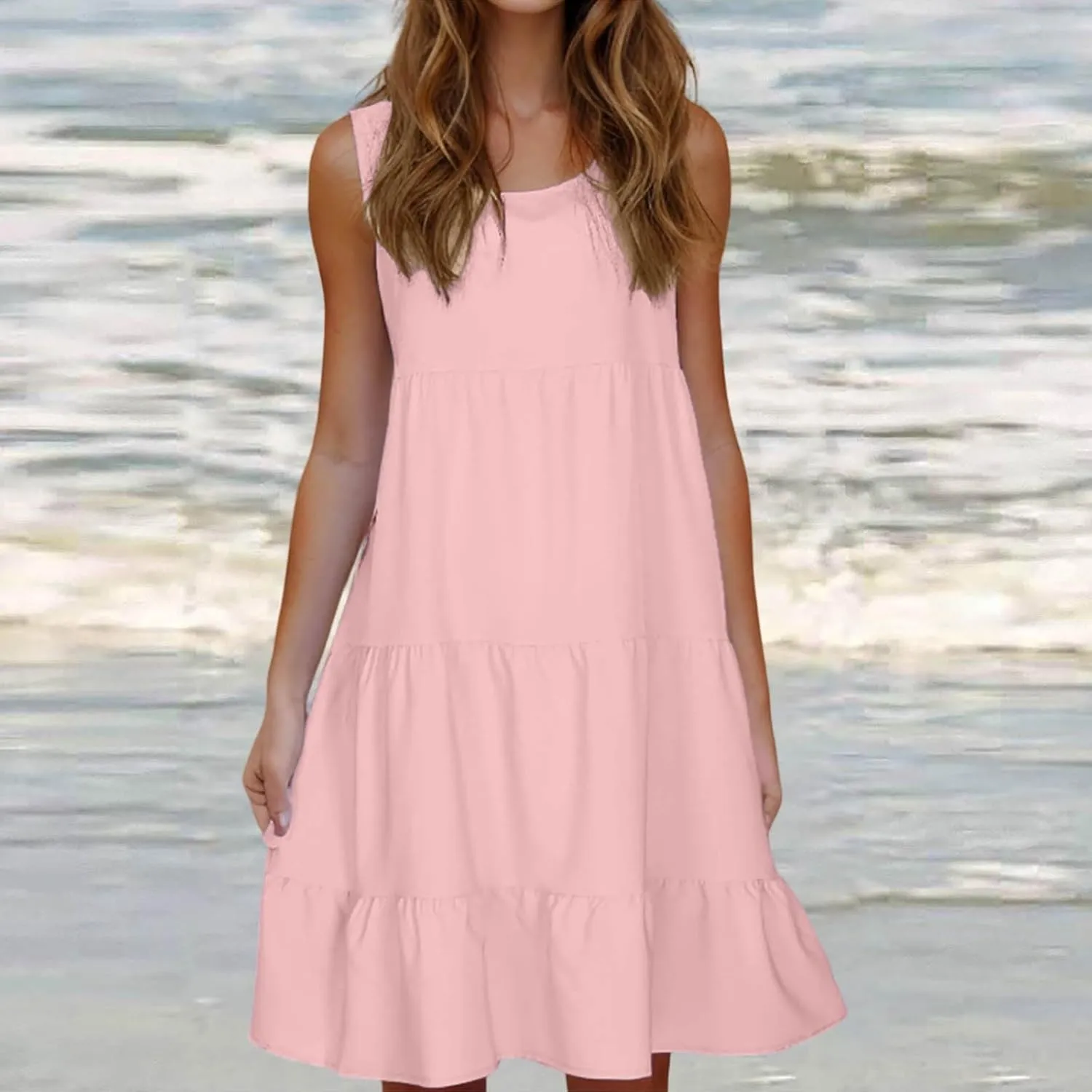 Sundresses for Women Casual Beach Vacation Sleeveless Resort Wear Tropical Summer Tank Dress Cocktail Dresses