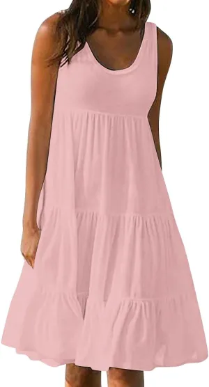 Sundresses for Women Casual Beach Vacation Sleeveless Resort Wear Tropical Summer Tank Dress Cocktail Dresses