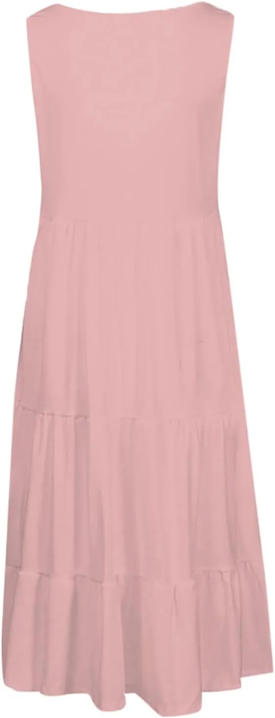 Sundresses for Women Casual Beach Vacation Sleeveless Resort Wear Tropical Summer Tank Dress Cocktail Dresses