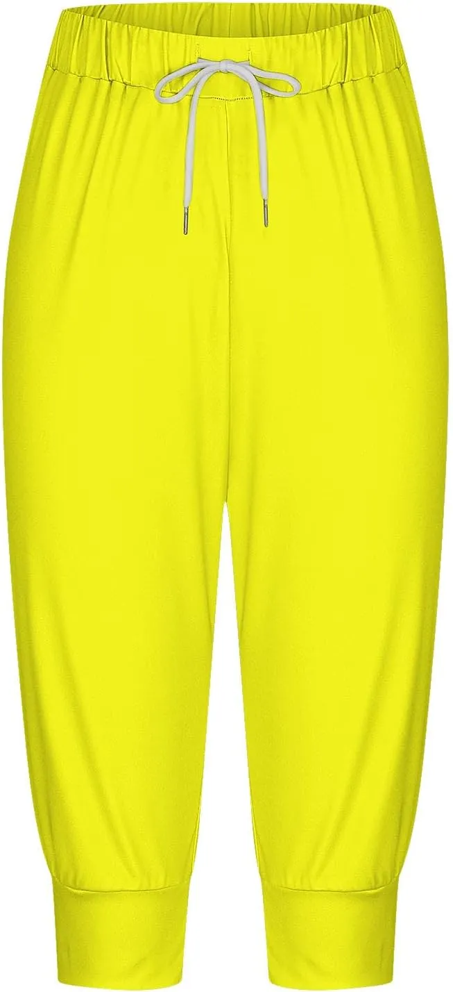 Sweatpants Capris for Women Baggy Drawstring Joggers Lightweight Cinch Bottoms Workout Athletic Sports Lounge Pants