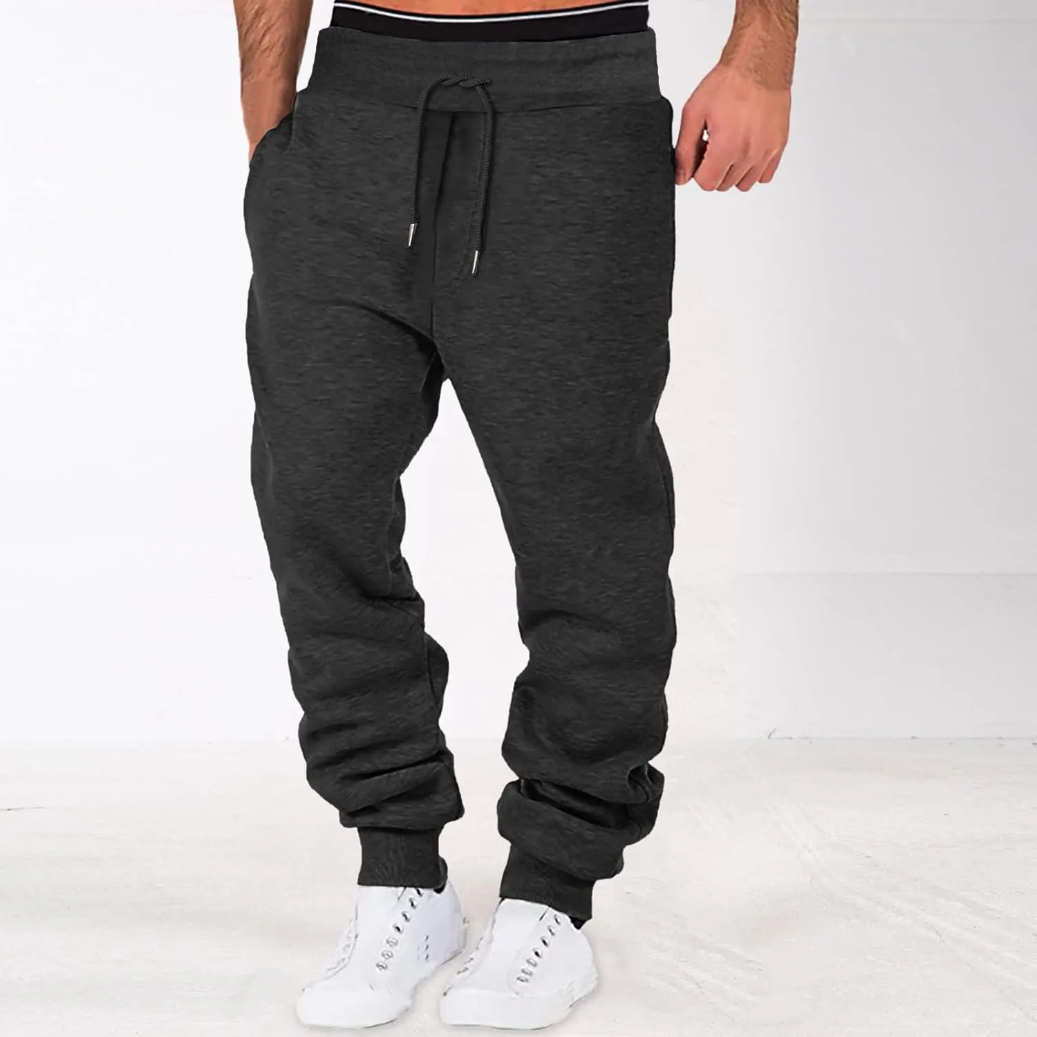 Sweatpants for Men Waist Solid Color Pocket Trousers Loose Sports Trousers Sweat Pants Workout Pants Cargo