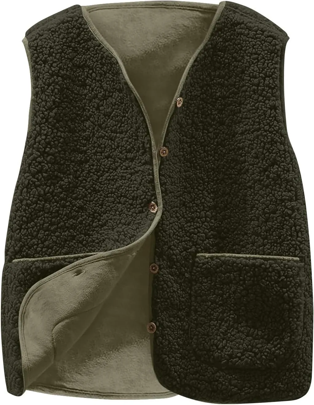 TANGNADE Oversized Vest Women Fuzzy Fleece Sleeveless Vests Button Down Casual Outwear Travel Sherpa Vest Jackets