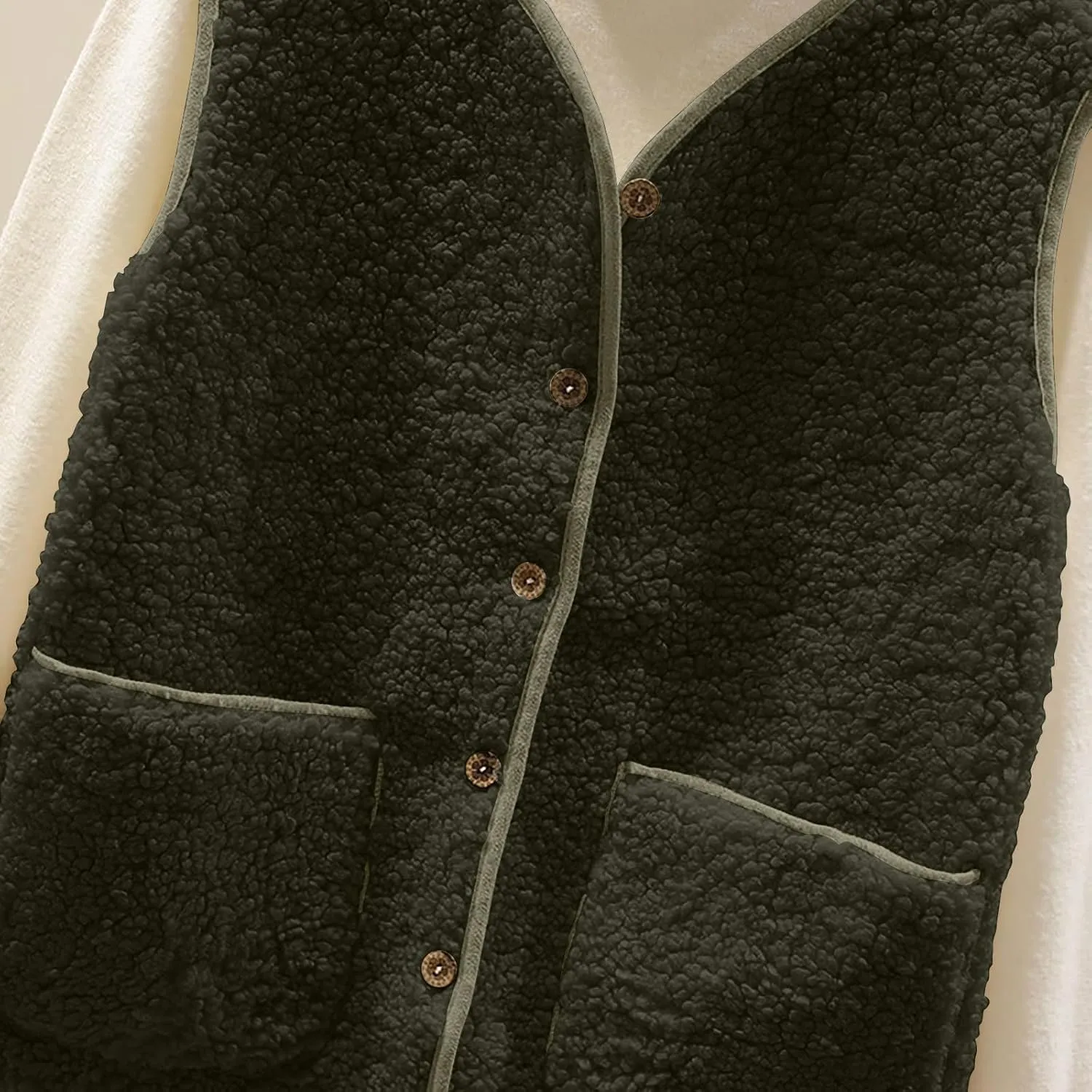 TANGNADE Oversized Vest Women Fuzzy Fleece Sleeveless Vests Button Down Casual Outwear Travel Sherpa Vest Jackets