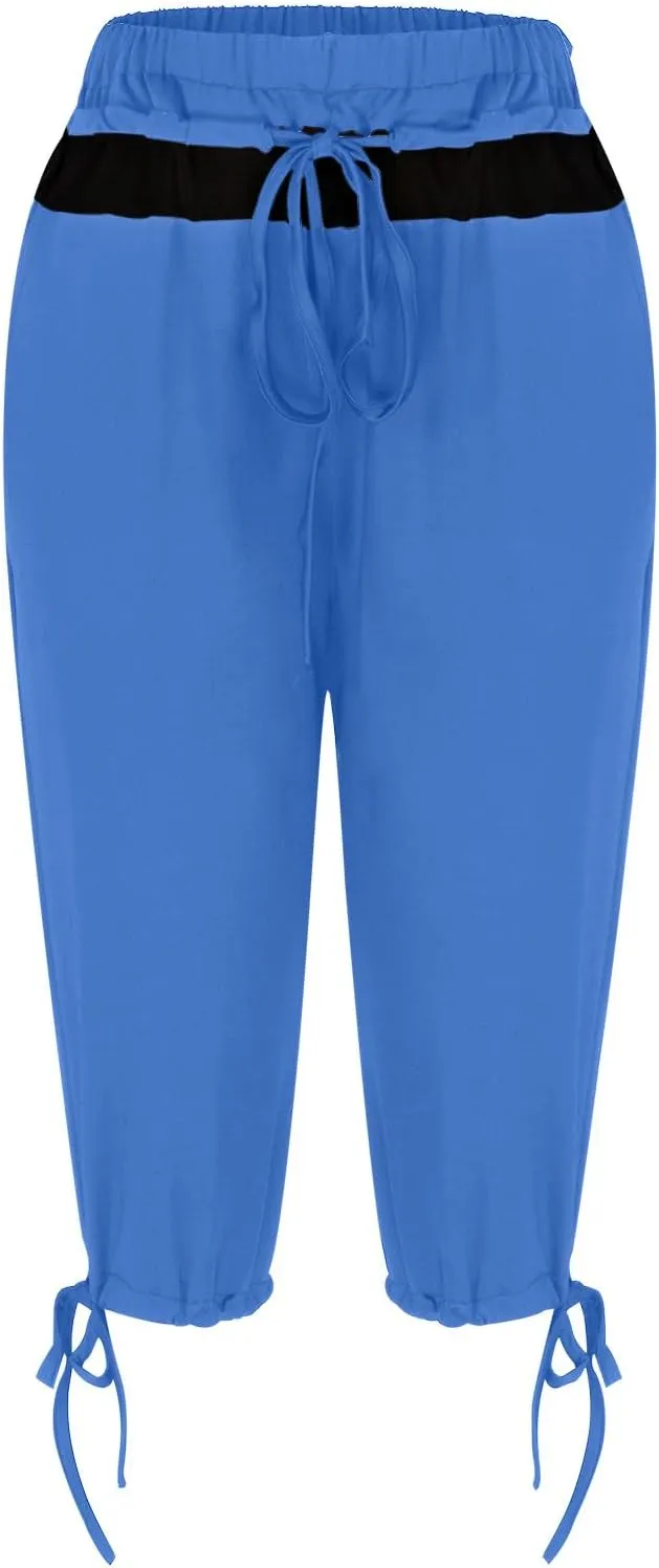 TANGNADE Women's Capri Joggers Athletic Casual Soft Sweatpants with Pockets Elastic Waist Drawstring Travel Bottoms Summer