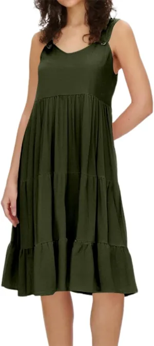 Tea Party Dresses for Woman Vintage Spaghetti Straps Tiered Ruffle Swing Knee Length Dress Vacation Sun Cover Up for Women