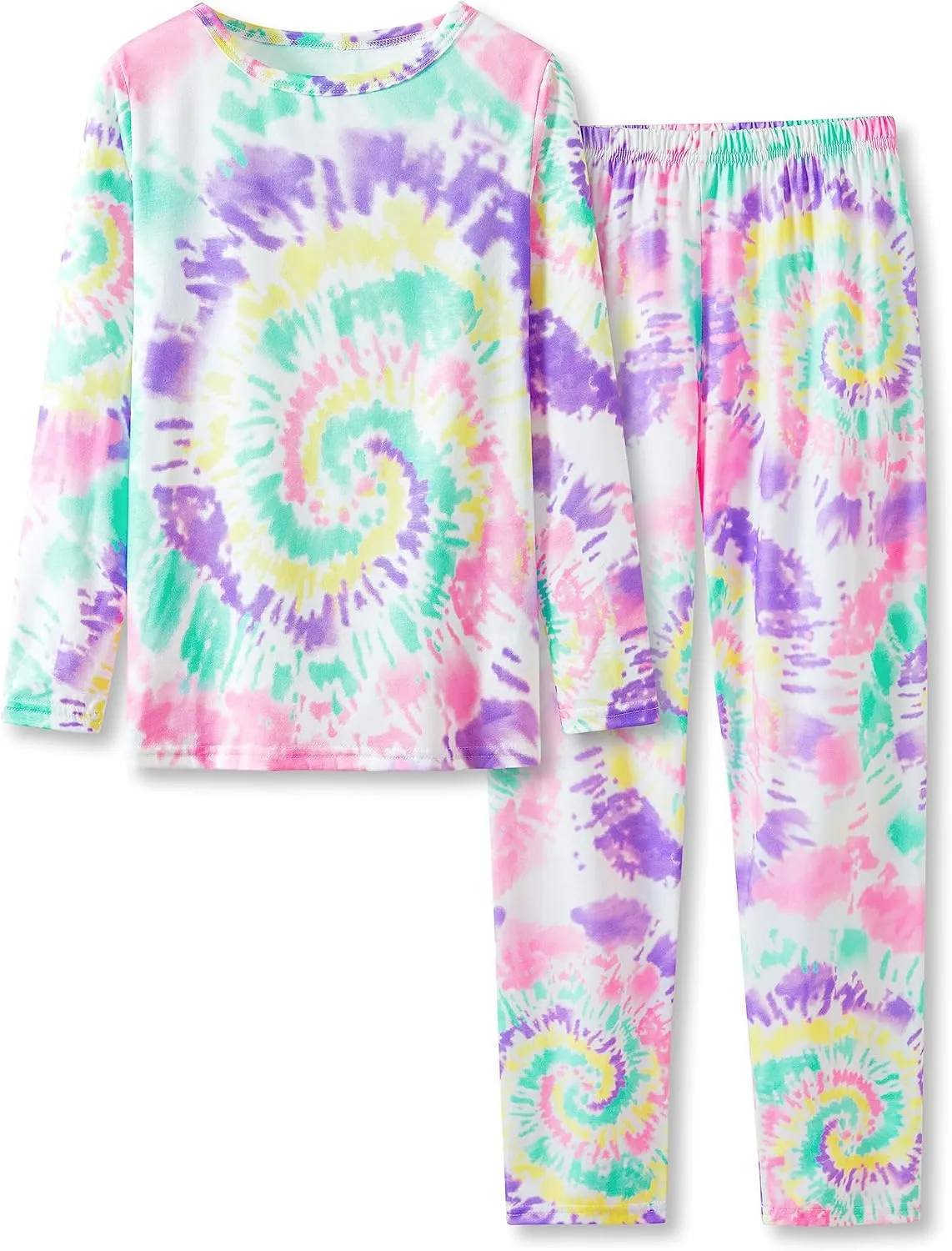 Trendy Tie Dye Spiral Pajamas for Girls 2-Piece Soft Long Sleeve & Pants PJ Set Jammies Size 6-18