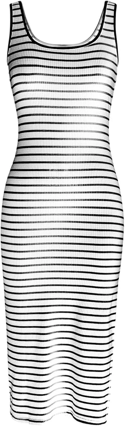 Vacation Elegant Dresses for Women Striped Spaghetti Straps Elastic Waist Wrap Dress with Slit Baby Shower Outfit for Guest